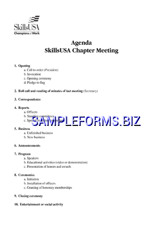 Meeting Agenda Sample 1
